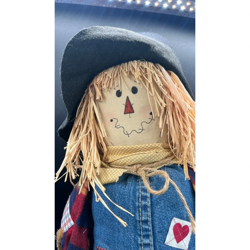 Adorable‎ Scarecrow Plush Denim Overalls Plaid Shirt Fall Decor 22